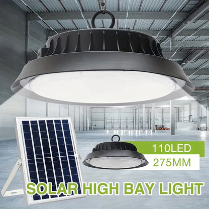 Solar Power Outdoor UFO LED High Bay Light 300W Black for Shed Garage Shop