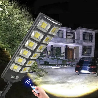 2-Pack 80000LM Black Solar Street Light with 504 LEDs and Remote Control