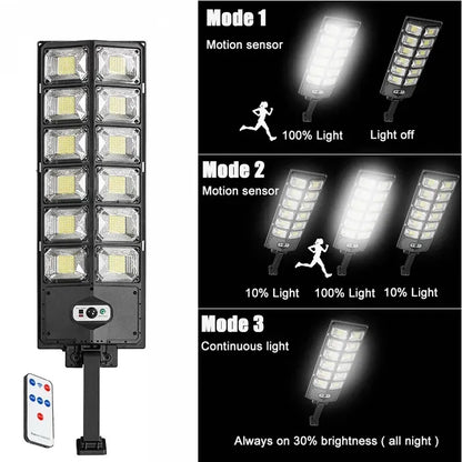 2-Pack 80000LM Black Solar Street Light with 504 LEDs and Remote Control