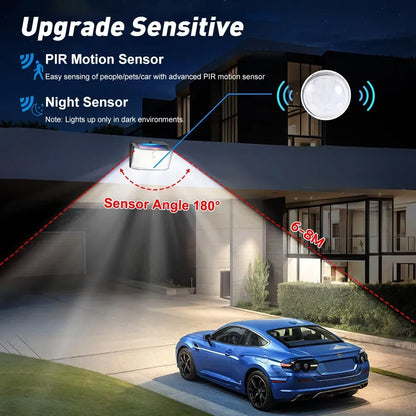 6 Pack Black Solar Motion Sensor Lights Outdoor Security Lamp 2000LM IP65