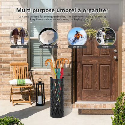 Metal Umbrella Stand in White, 15x15x42cm, Holds 4-6 Long Umbrellas