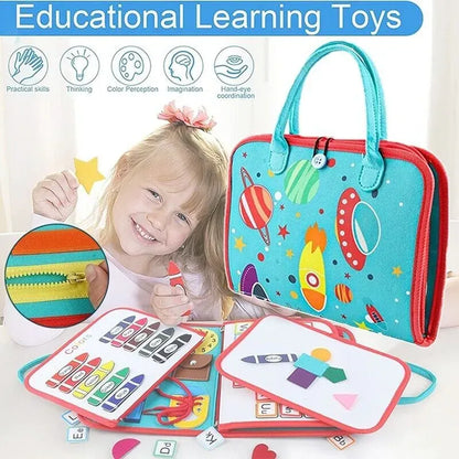 Multicolour Montessori Sensory Busy Board for Kids - Multi-Colour Learning Toy