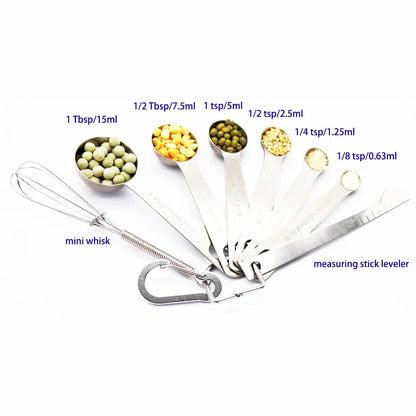 Stainless Steel Measuring Spoons Set, 6 Pieces, Silver for Accurate Cooking and Baking
