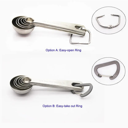 Stainless Steel Measuring Spoons Set, 6 Pieces, Silver for Accurate Cooking and Baking