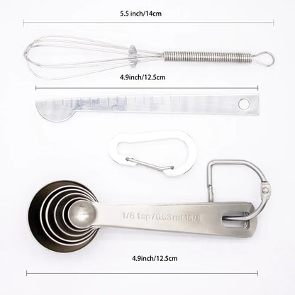 Stainless Steel Measuring Spoons Set, 6 Pieces, Silver for Accurate Cooking and Baking