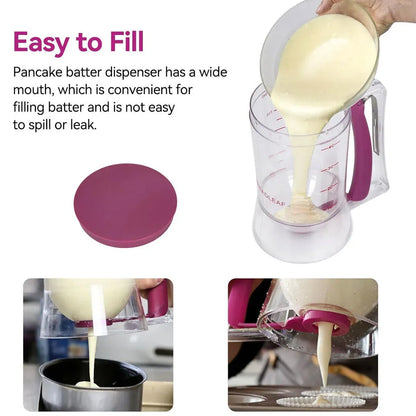 900mL Black Batter Dispenser for Waffles, Pancakes, and Cupcakes