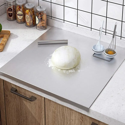Silver Stainless Steel Chopping Board 60x50cm - Non-Slip Pastry Worktop Protector