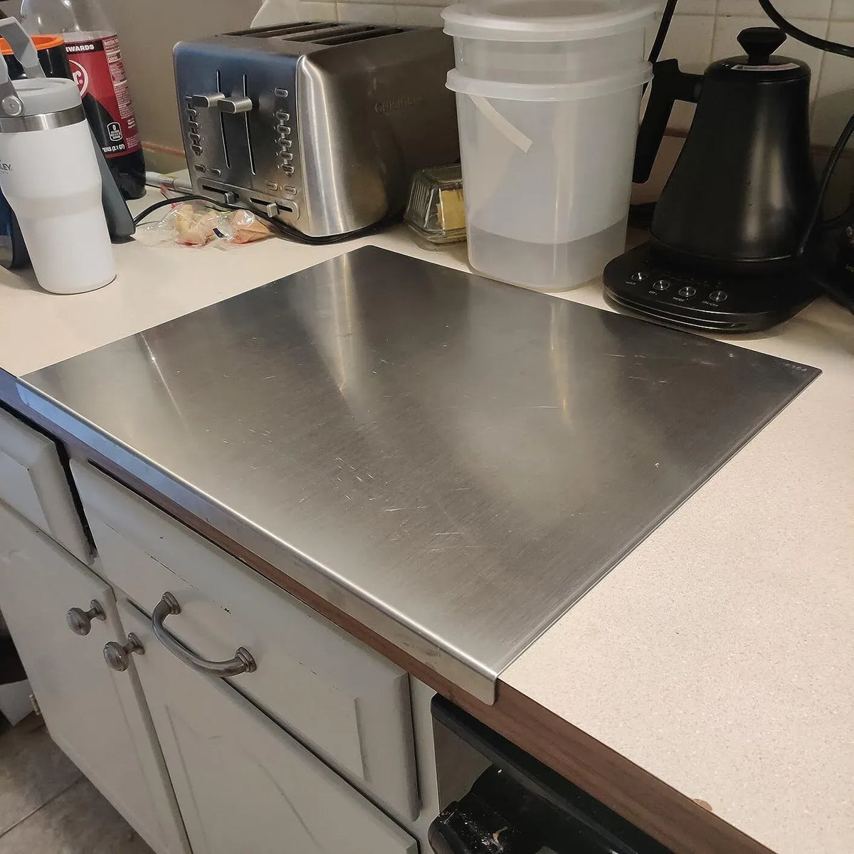 Silver Stainless Steel Chopping Board 70x50cm - Non-Slip Pastry Worktop Protector