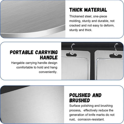 Double-Sided Titanium Cutting Board in Silver, 29x20CM, Durable and Heat Resistant