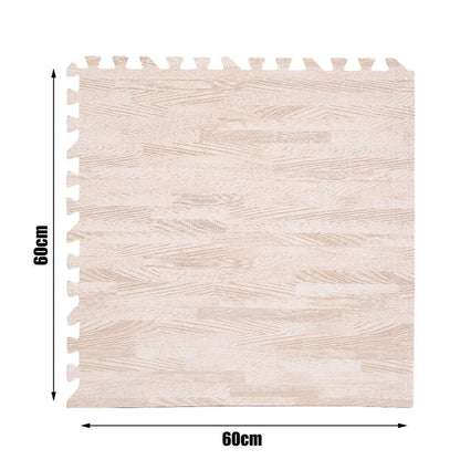 White Wood Grain Interlocking Heavy Duty EVA Foam Gym Flooring Mats - 60x60cm - 24 Tiles