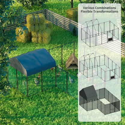 Extra Large Black Chicken Coop Cage Run Rabbit Hutch Walk-In Hen Enclosure 300x200x270cm