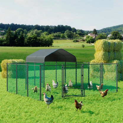 Extra Large Green Chicken Coop Cage Run Rabbit Hutch Walk In Hen Enclosure 300x400x270cm