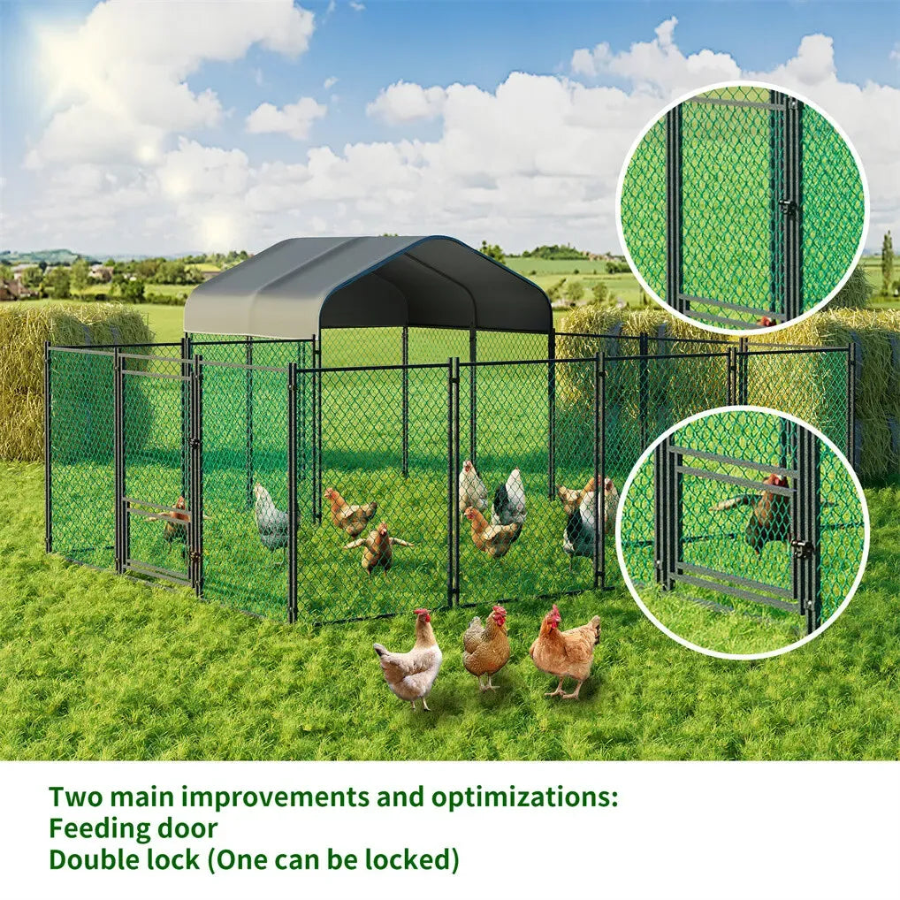 Extra Large Green Chicken Coop Cage Run Rabbit Hutch Walk In Hen Enclosure 300x400x270cm