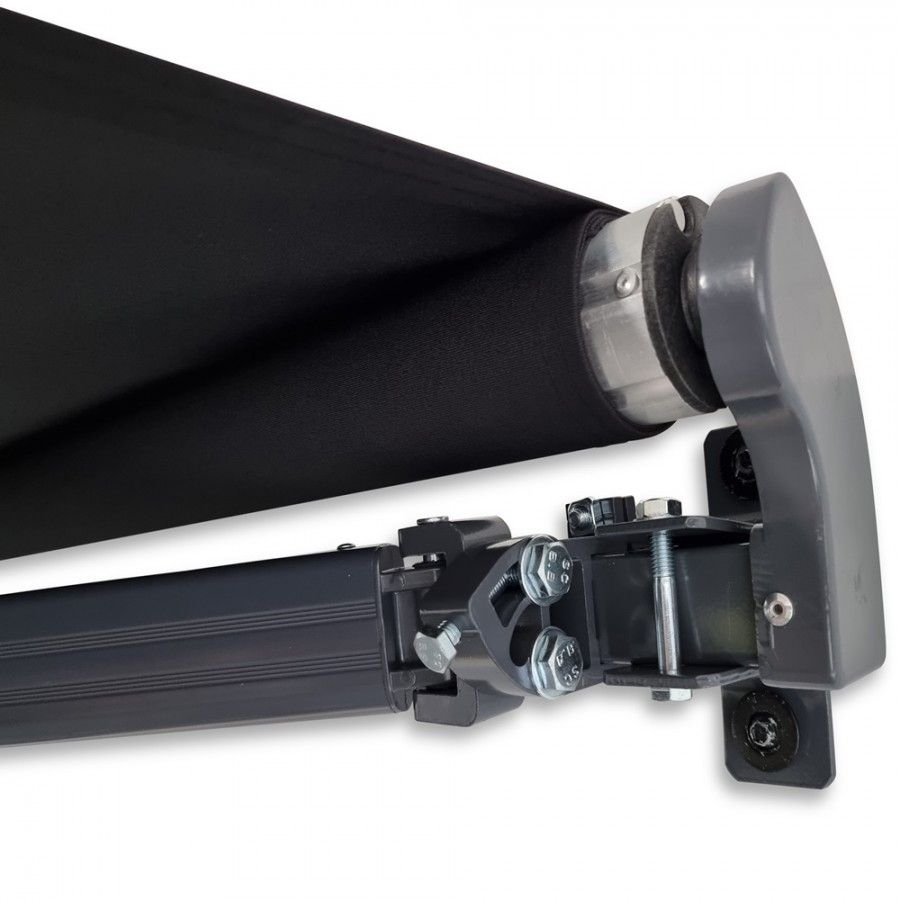 2.92m Black Fabric/Dark Grey Frame Manual Retractable Folding Arm Awning