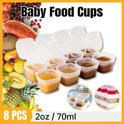 Baby Food Storage Cups with Lids and Tray, 70ml, Set of 8