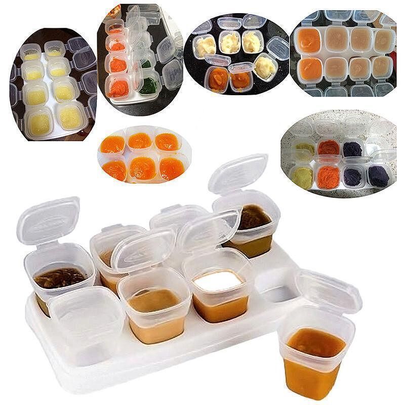 Baby Food Storage Cups with Lids and Tray, 70ml, Set of 8