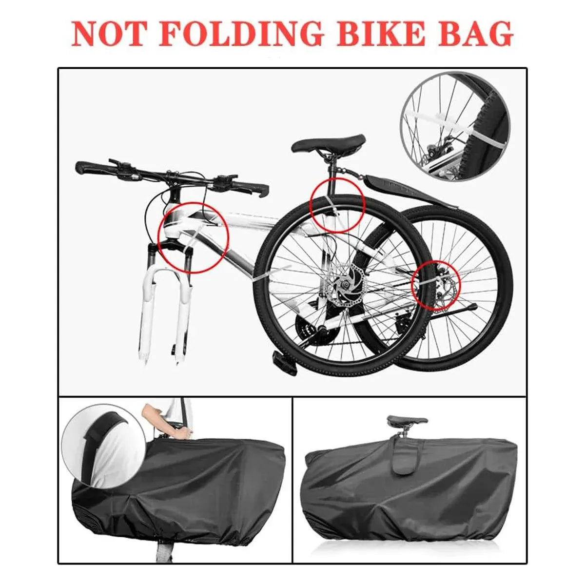Portable Mountain Road Folding Bike Carry Bag Waterproof For Travel Storage - For Standard Bike