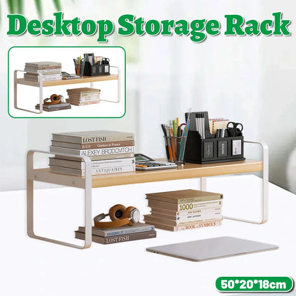 Double Layer Storage Shelf Desktop Organizer Cosmetics Stationery Rack Durable