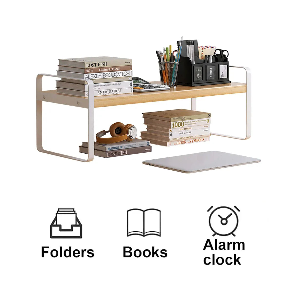 Double Layer Storage Shelf Desktop Organizer Cosmetics Stationery Rack Durable