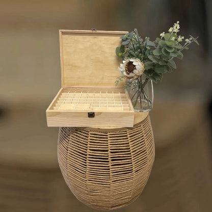 74 Slot Wooden Essential Oils Storage Box 1 Tier Bottle Organizer Rack