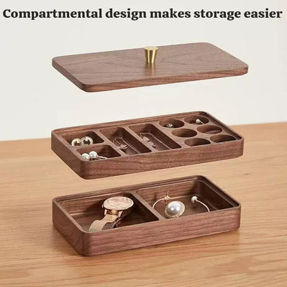 Wooden Jewelry Organizer Box Double Layer Dustproof Storage Case For Bracelet