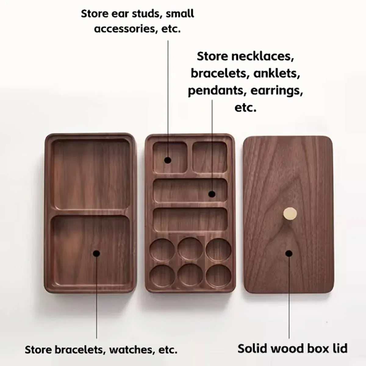 Wooden Jewelry Organizer Box Double Layer Dustproof Storage Case For Bracelet