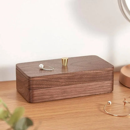 Wooden Jewelry Organizer Box Double Layer Dustproof Storage Case For Bracelet