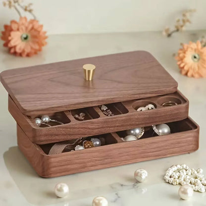 Wooden Jewelry Organizer Box Double Layer Dustproof Storage Case For Bracelet