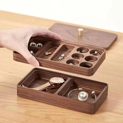 Wooden Jewelry Organizer Box Double Layer Dustproof Storage Case For Bracelet