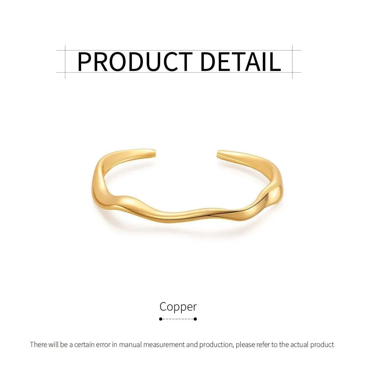 1-Piece Gold-Tone Wavy Open Cuff Bracelet