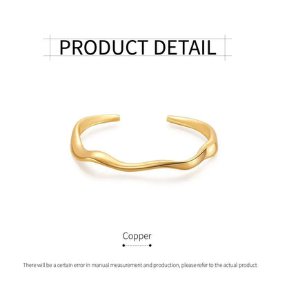 1-Piece Gold-Tone Wavy Open Cuff Bracelet
