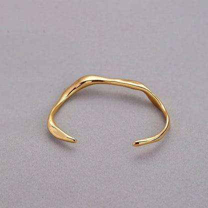 1-Piece Gold-Tone Wavy Open Cuff Bracelet