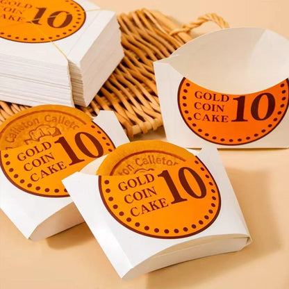 100-Pack Gold Coin Cake Paper Boxes, 15.8 x 12.3 cm