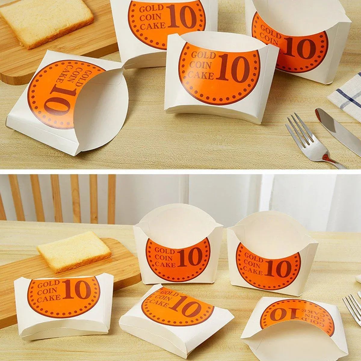100-Pack Gold Coin Cake Paper Boxes, 15.8 x 12.3 cm