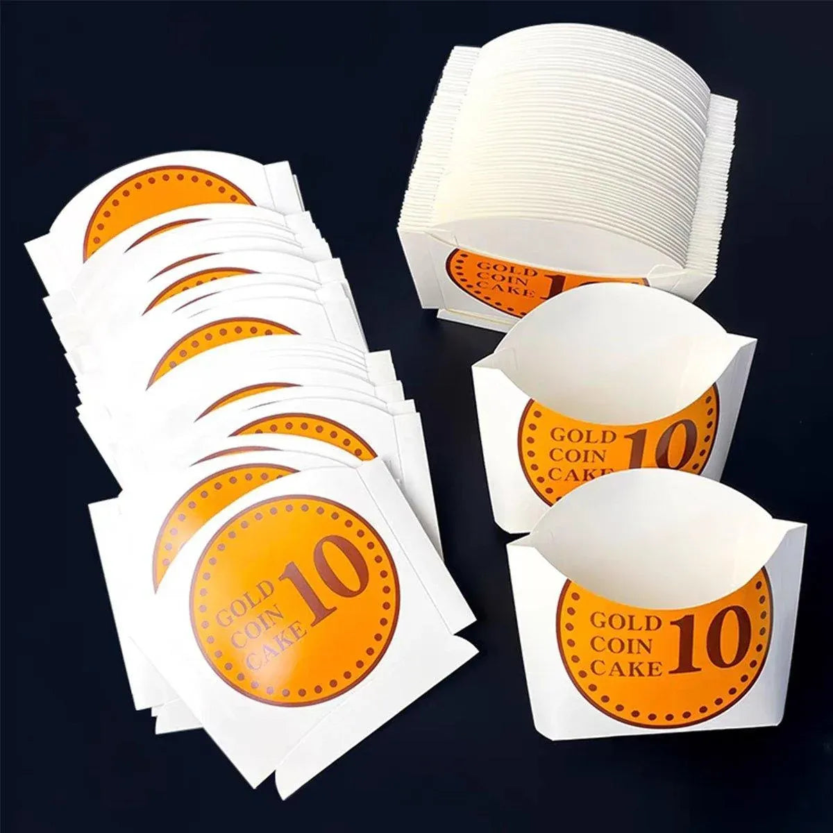100-Pack Gold Coin Cake Paper Boxes, 15.8 x 12.3 cm