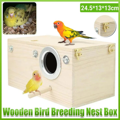 1-Piece Bird Breeding Nest Box with Perch and Mounting Fittings