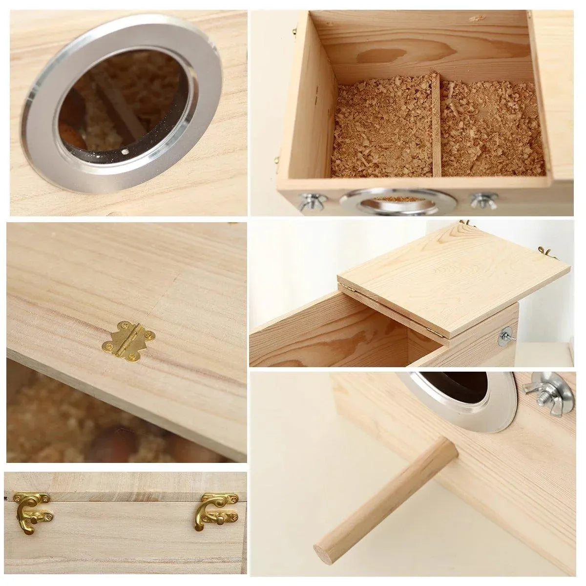 1-Piece Bird Breeding Nest Box with Perch and Mounting Fittings