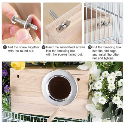 1-Piece Bird Breeding Nest Box with Perch and Mounting Fittings