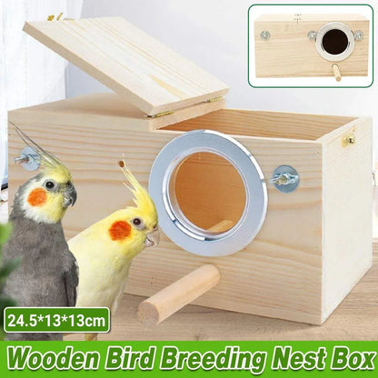 1-Piece Bird Breeding Nest Box with Perch and Mounting Fittings