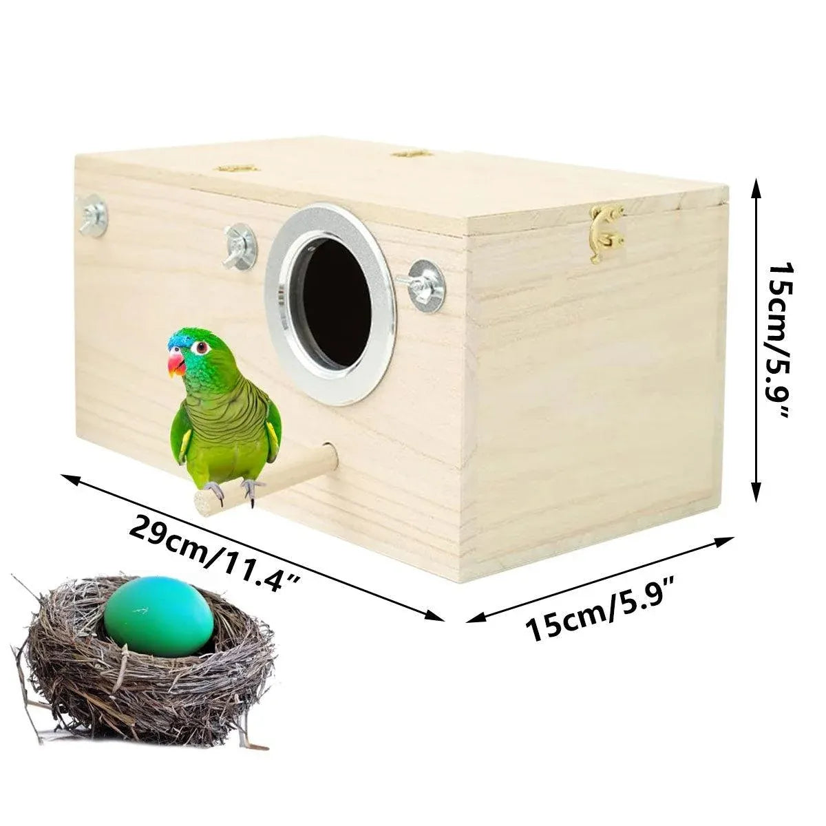 1-Piece Bird Breeding Nest Box with Perch, 29 x 15 x 15 cm
