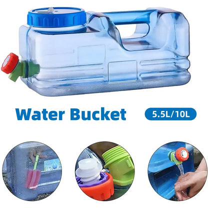 Outdoor Square Water Storage Bucket With Tap For Travel Camping Drinking Use - 5.5L