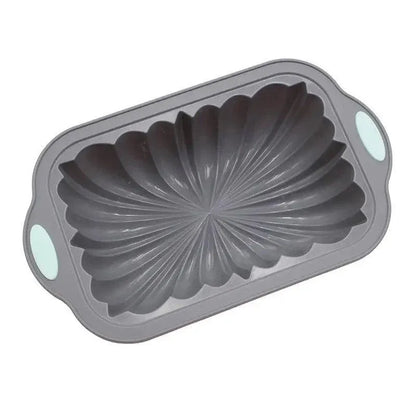 1-Piece Rectangular Flower-Pattern Cake Pan, Grey