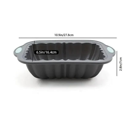 1-Piece Rectangular Flower-Pattern Cake Pan, Grey