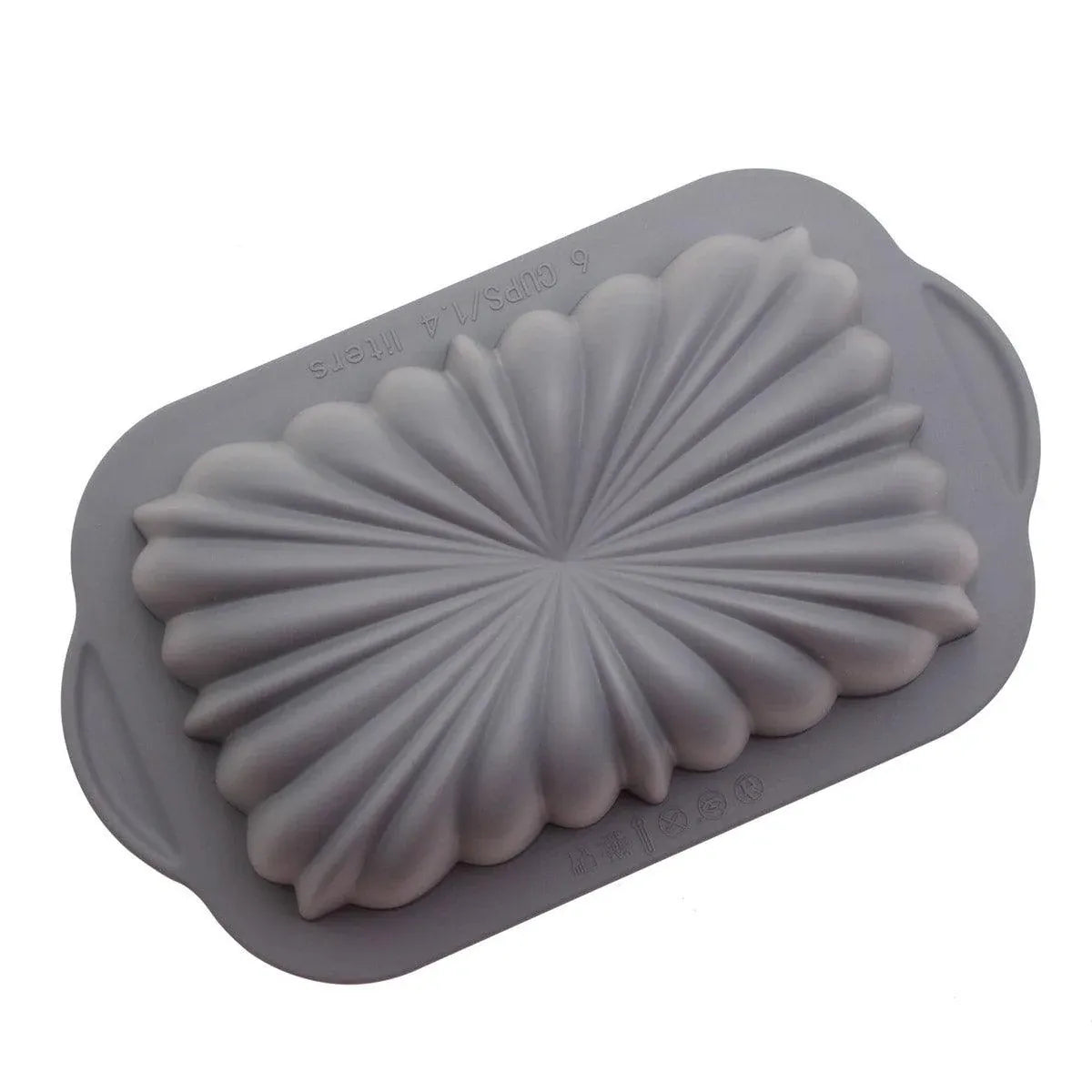 1-Piece Rectangular Flower-Pattern Cake Pan, Grey