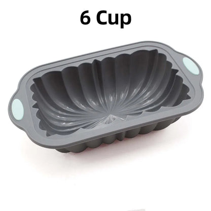 1-Piece Rectangular Flower-Pattern Cake Pan, Grey