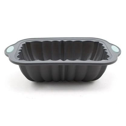 1-Piece Rectangular Flower-Pattern Cake Pan, Grey