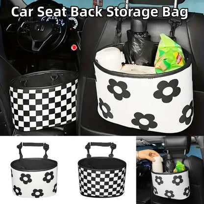 Hanging Backseat Storage Organiser Box for Car Rubbish and Essentials - Flower