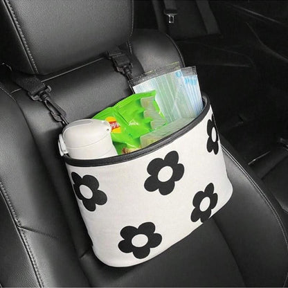 Hanging Backseat Storage Organiser Box for Car Rubbish and Essentials - Flower