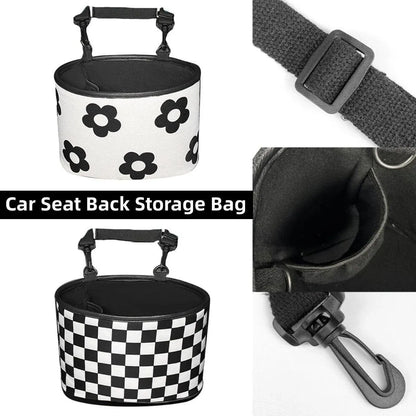 Hanging Backseat Storage Organiser Box for Car Rubbish and Essentials - Flower