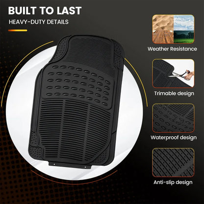 PVC Waterproof Non-Slip Universal Mat Set 3 Pieces Durable Easy Clean for Car